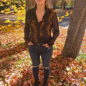 Vintage Joseph Ribkoff blouse long and sheer sleeve